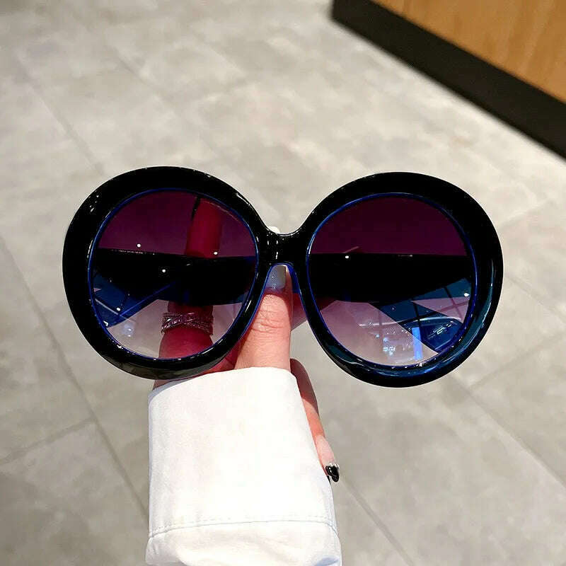 2023 Plastic Classic Vintage Sunglasses Woman Oversized Round Frame Luxury Brand Designer Female Glasses Big Shades Oculos New - KIMLUD