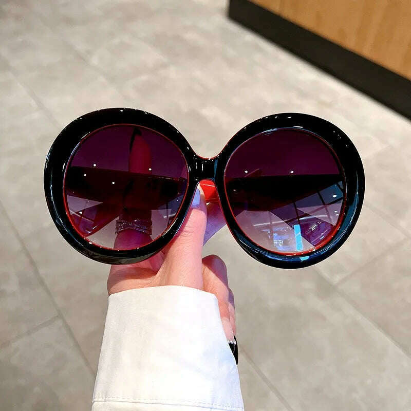 2023 Plastic Classic Vintage Sunglasses Woman Oversized Round Frame Luxury Brand Designer Female Glasses Big Shades Oculos New - KIMLUD