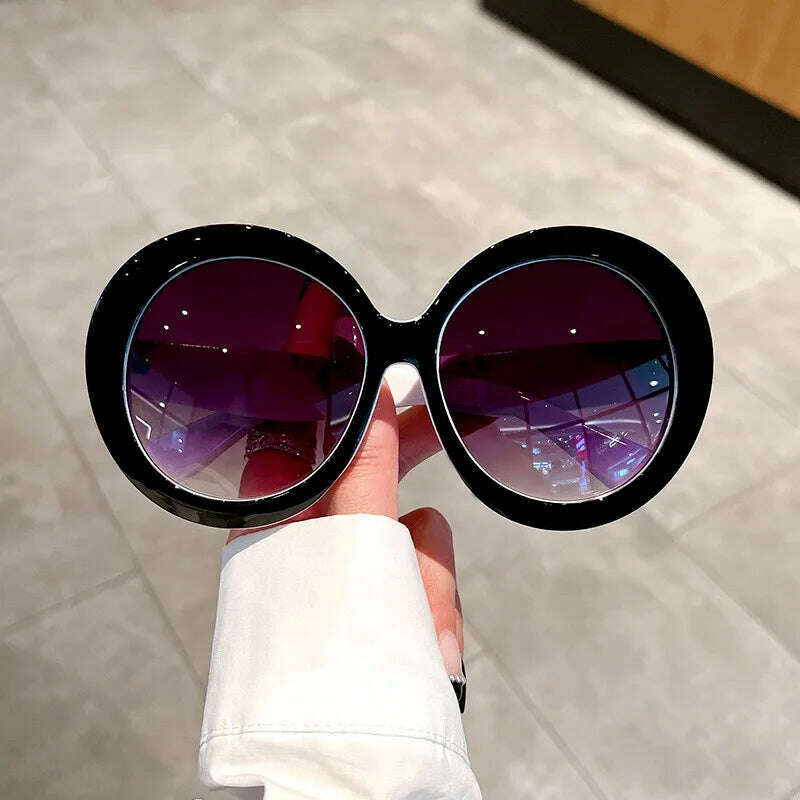 2023 Plastic Classic Vintage Sunglasses Woman Oversized Round Frame Luxury Brand Designer Female Glasses Big Shades Oculos New - KIMLUD