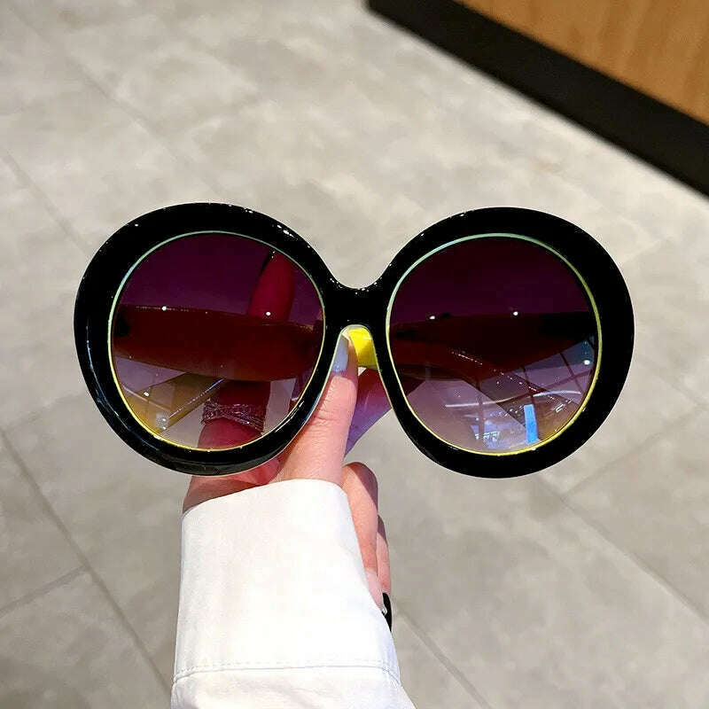 2023 Plastic Classic Vintage Sunglasses Woman Oversized Round Frame Luxury Brand Designer Female Glasses Big Shades Oculos New - KIMLUD