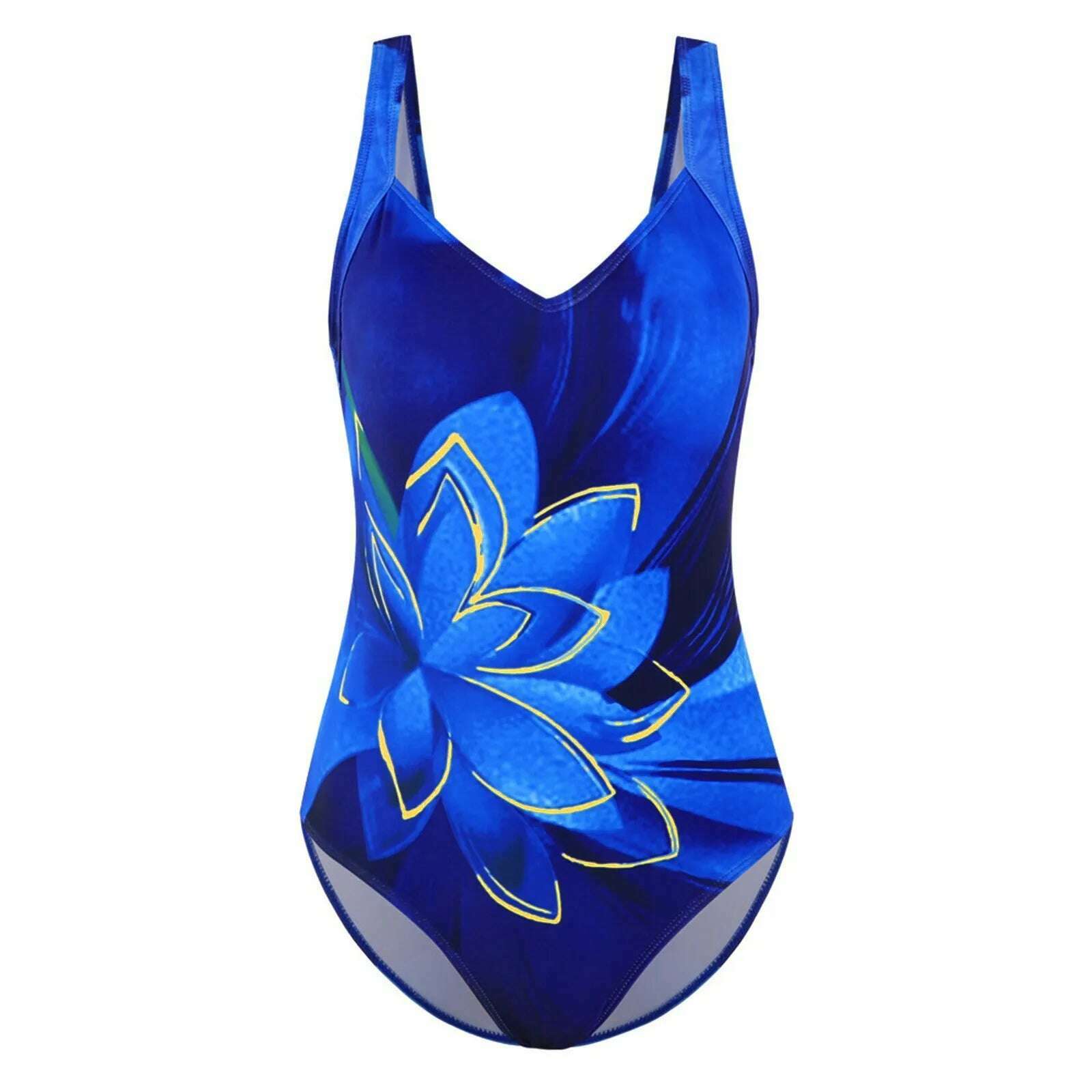 KIMLUD, 2023 Summer Women'S One Piece Swimsuit Women'S Printed Halter Slim Beach Swimsuit Maillot De Bain 1 Pieces, Blue / XXL / CN, KIMLUD Womens Clothes