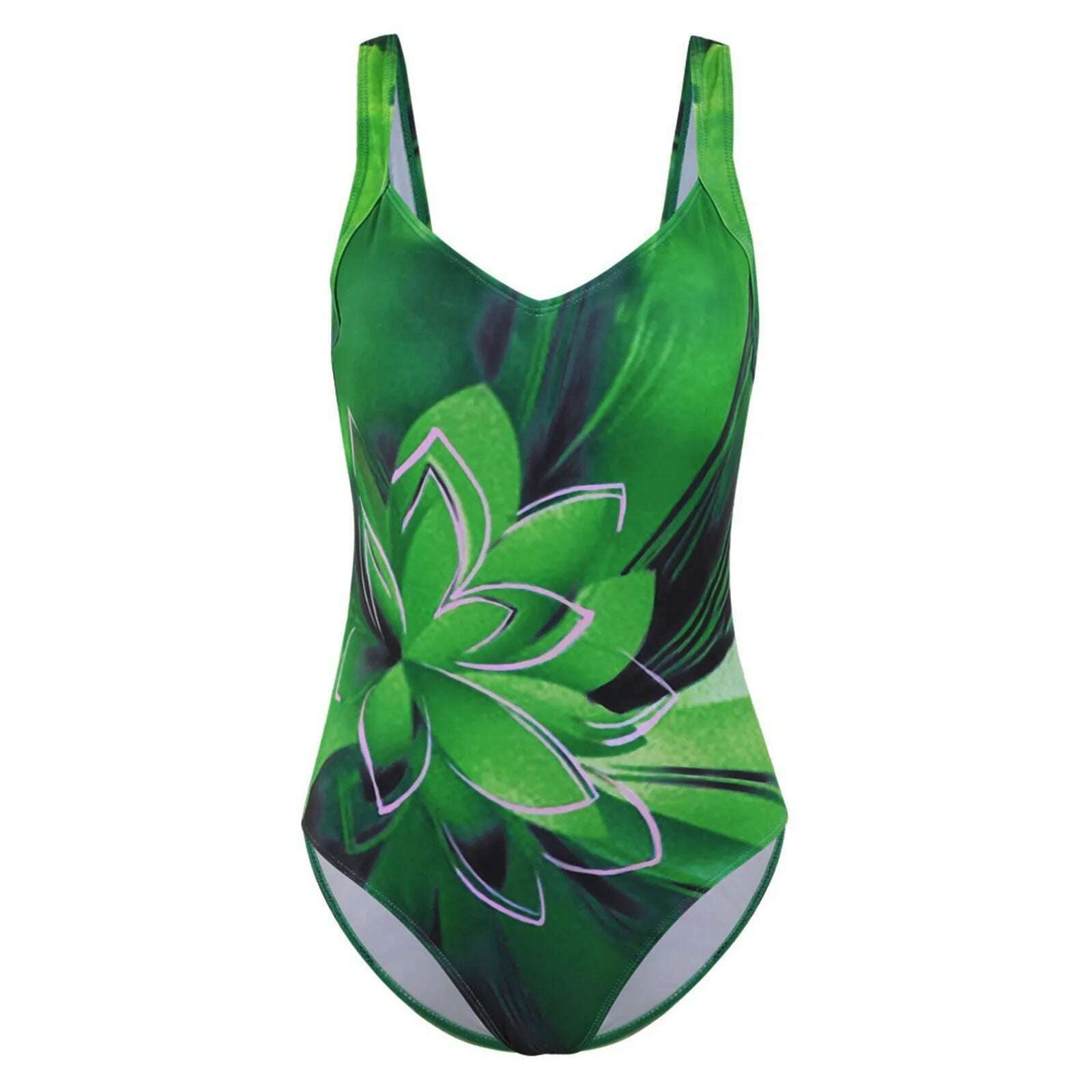KIMLUD, 2023 Summer Women'S One Piece Swimsuit Women'S Printed Halter Slim Beach Swimsuit Maillot De Bain 1 Pieces, Green / S / CN, KIMLUD Womens Clothes