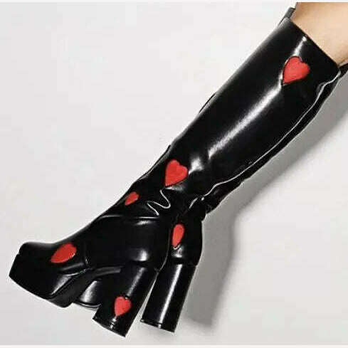 KIMLUD, 2023 Trend Fashion Boots Heart-shaped Design Zipper Platform High Heel Shoes Woman Classic Brand New Popular Goth Girls Sale, KIMLUD Womens Clothes