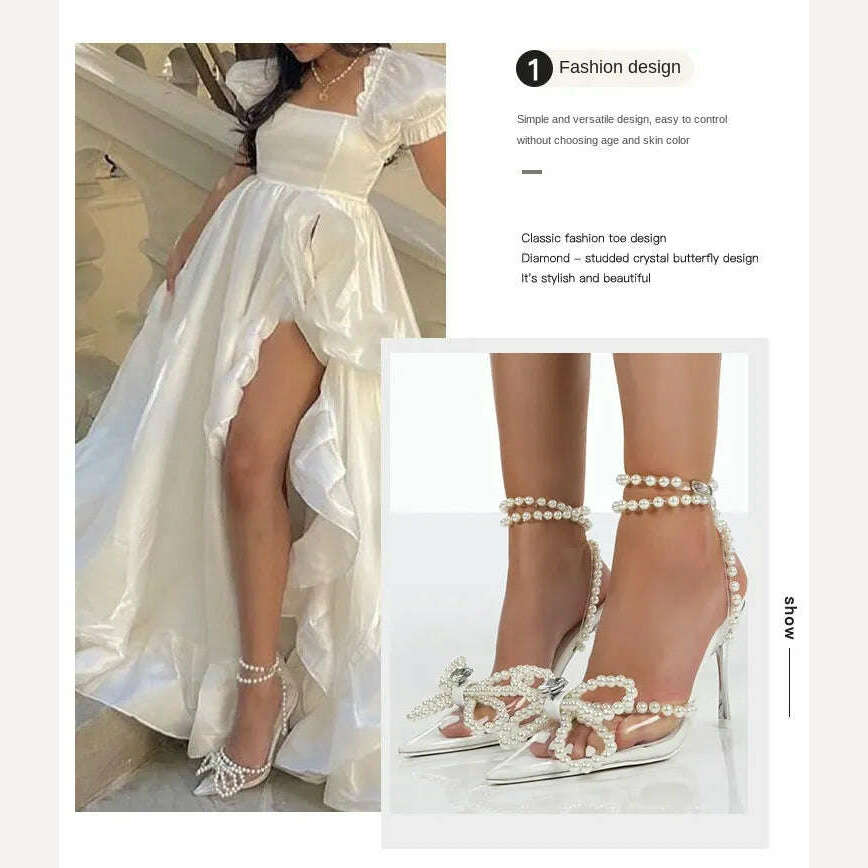 2023 Wedding Women&#39;s High Heels New Pearl High Heels Sexy Pointed Sandals Party Fashion Women&#39;s Shoes High Heel Rhinestone Shoes - KIMLUD