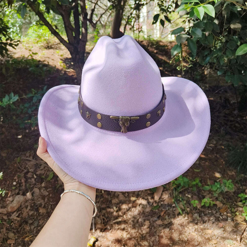 KIMLUD, 2023 Western Cowboy Hats for Men and Women Retro Cowboy Belt Accessories Gentlemen Women’s Cowboy Jazz Hats, 8 / M56-58CM, KIMLUD Womens Clothes
