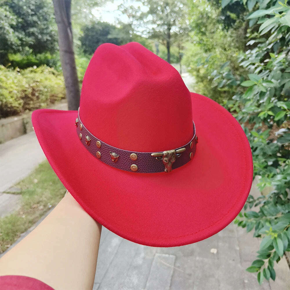 KIMLUD, 2023 Western Cowboy Hats for Men and Women Retro Cowboy Belt Accessories Gentlemen Women’s Cowboy Jazz Hats, 3 / M56-58CM, KIMLUD Womens Clothes