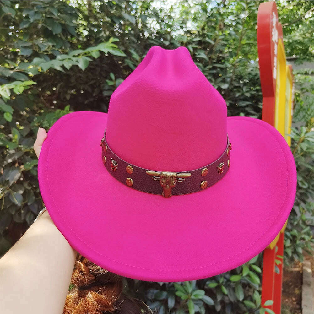 KIMLUD, 2023 Western Cowboy Hats for Men and Women Retro Cowboy Belt Accessories Gentlemen Women’s Cowboy Jazz Hats, 2 / M56-58CM, KIMLUD Womens Clothes