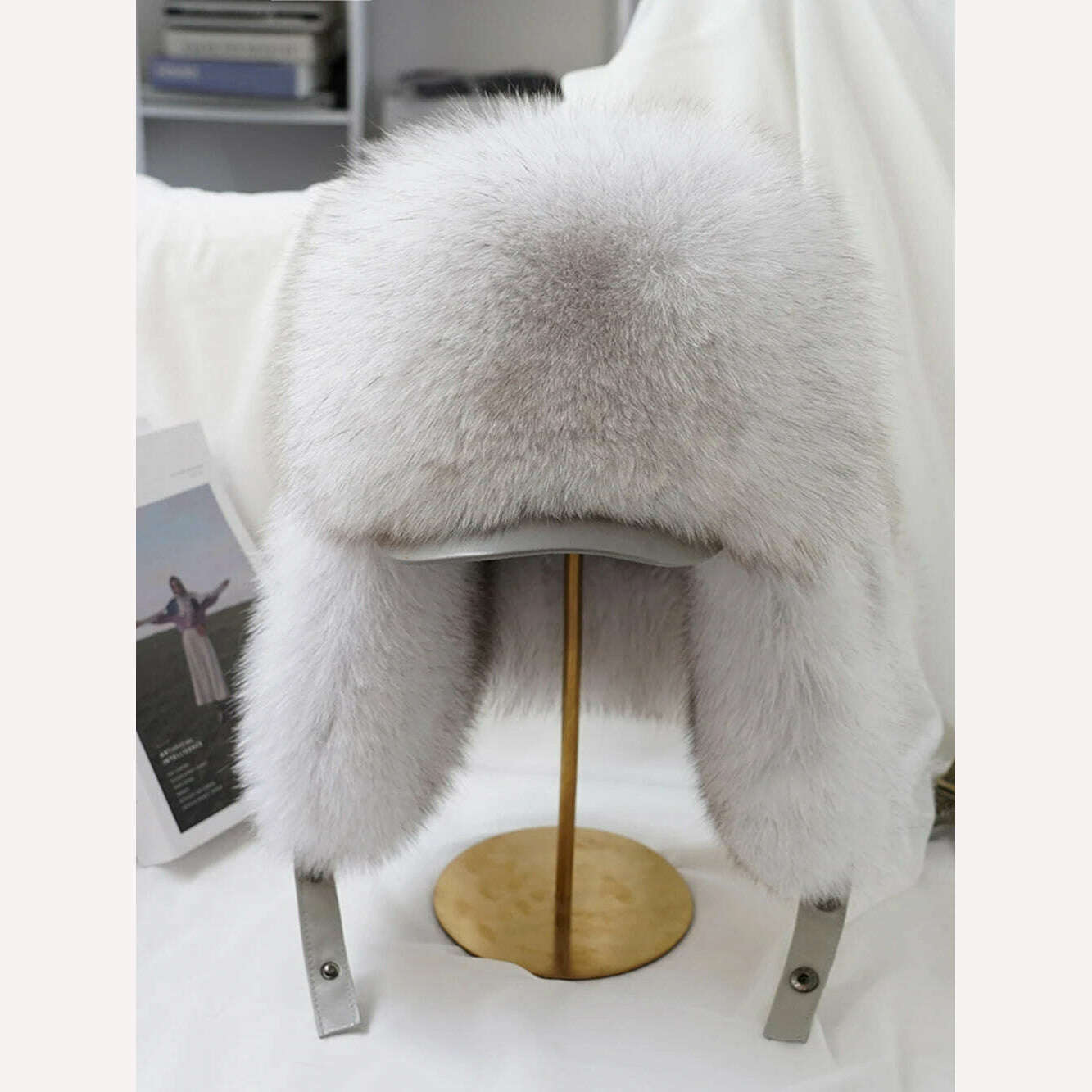 2023 Winter Men's 100% Real Silver Fox Fur Bomber Hat Raccoon Fur Ushanka Cap Trapper Russian Man Ski Hats Caps Real Leather Hat - KIMLUD