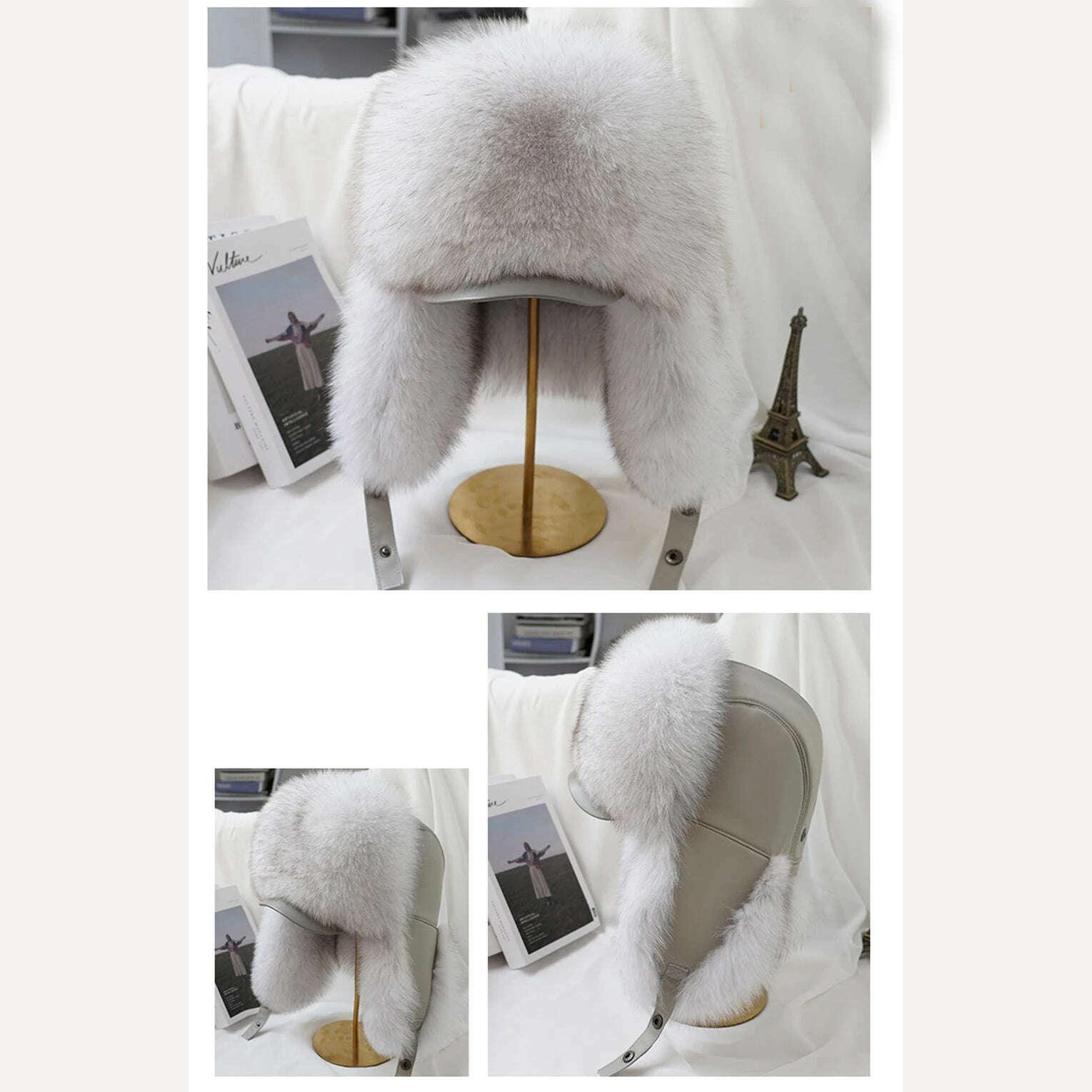 2023 Winter Men's 100% Real Silver Fox Fur Bomber Hat Raccoon Fur Ushanka Cap Trapper Russian Man Ski Hats Caps Real Leather Hat - KIMLUD