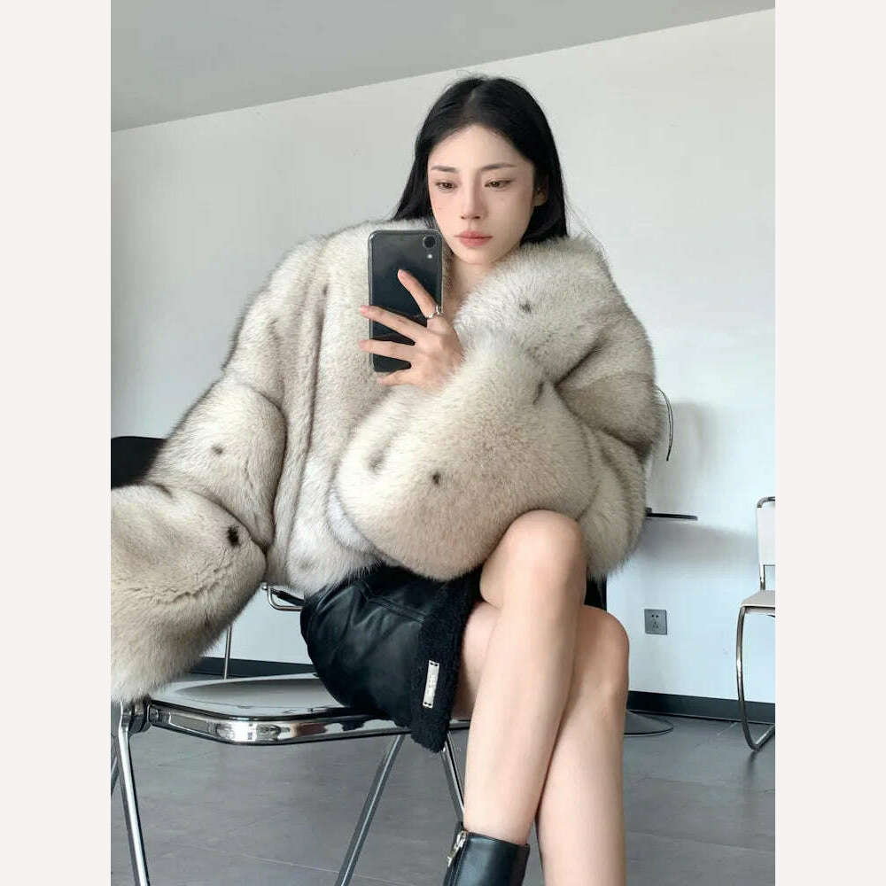 KIMLUD, 2023 winter new style, imported from FinlandSAGA fox, Crown Fox Fur Grass short coat, whole skin spot fashion, young, tall, sexy, KIMLUD Women's Clothes