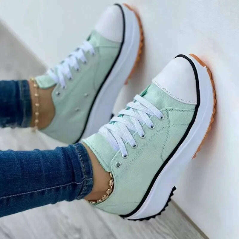 KIMLUD, 2023 Woman Platform Sneakers Women Casual Shoes Female Canvas Shoes Tennis Ladies Shoes Chunky Sneakers Lace Up Shoe Plus Size, KIMLUD Womens Clothes