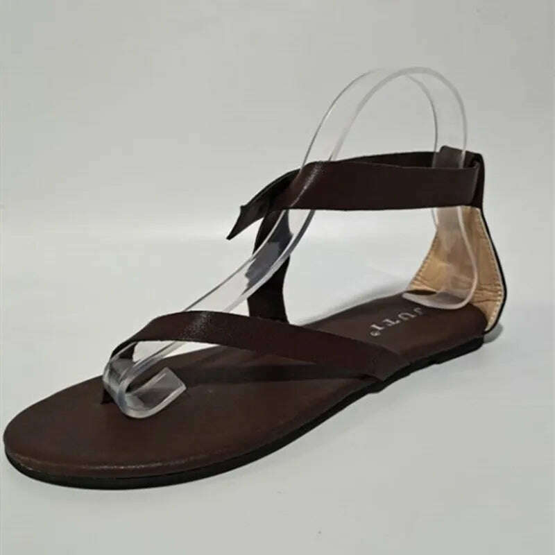 2023 Women Flats Sandals New Summer Shoes Fashion Flip Flops Ladies Shoes Rome Black Sandals Classic Buckle Zapatos De Mujer - KIMLUD