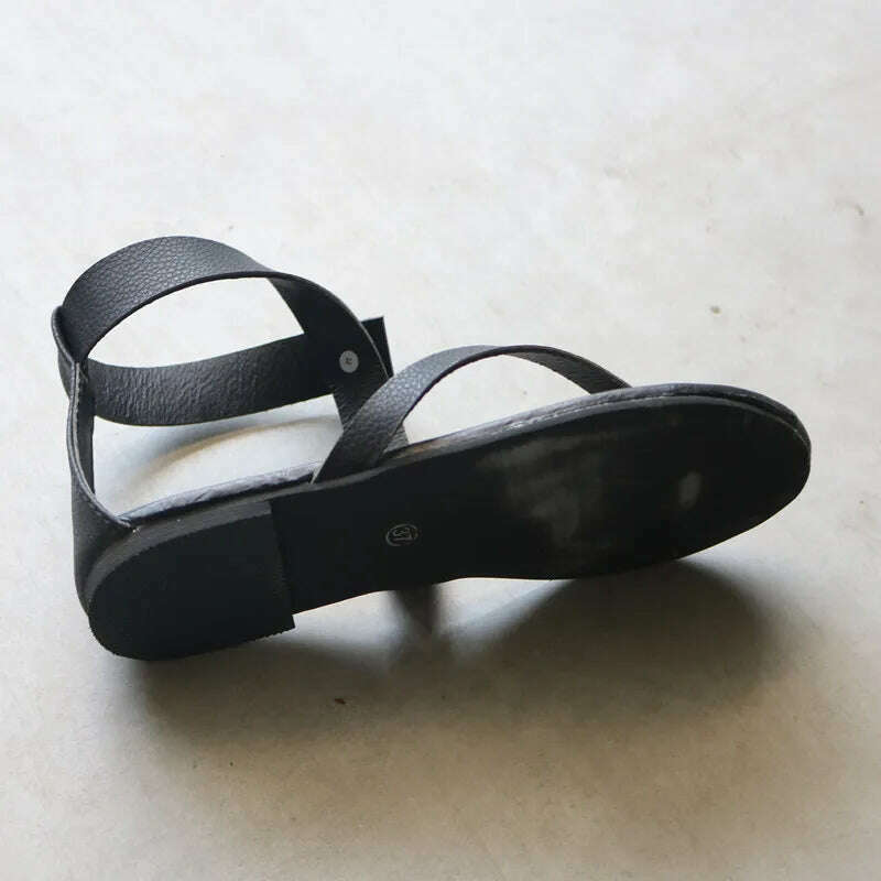 2023 Women Flats Sandals New Summer Shoes Fashion Flip Flops Ladies Shoes Rome Black Sandals Classic Buckle Zapatos De Mujer - KIMLUD