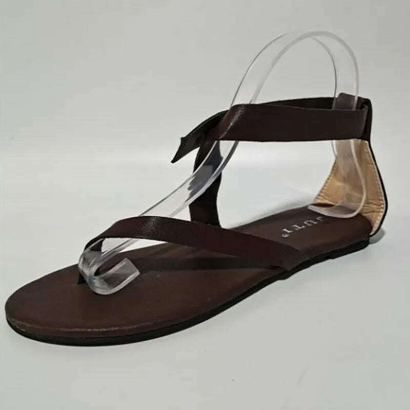 2023 Women Flats Sandals New Summer Shoes Fashion Flip Flops Ladies Shoes Rome Black Sandals Classic Buckle Zapatos De Mujer - KIMLUD
