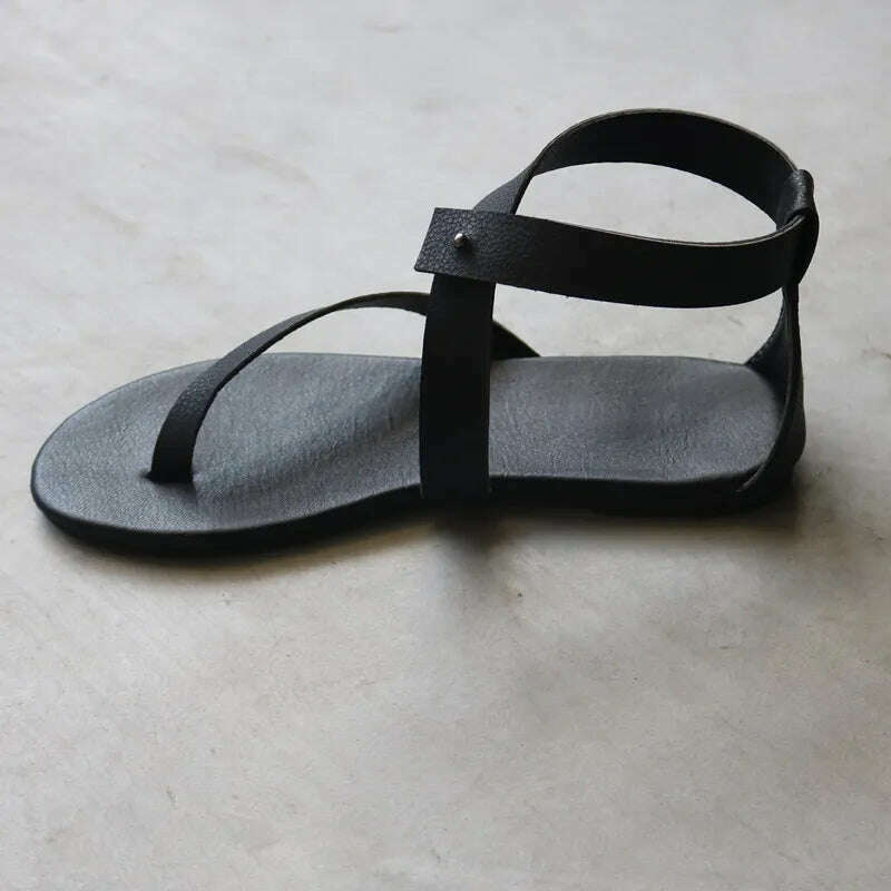 2023 Women Flats Sandals New Summer Shoes Fashion Flip Flops Ladies Shoes Rome Black Sandals Classic Buckle Zapatos De Mujer - KIMLUD