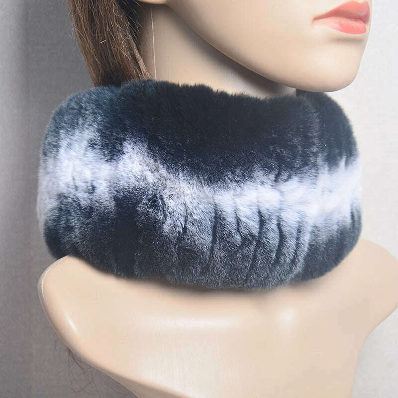 KIMLUD, 2023 Women's Winter Warm Real Rex Rabbit Fur Hat Snow Cap Hats for Women Girls Real Fur Knit Skullies Beanies Natural Fluffy Hat, Scarf 3, KIMLUD Women's Clothes