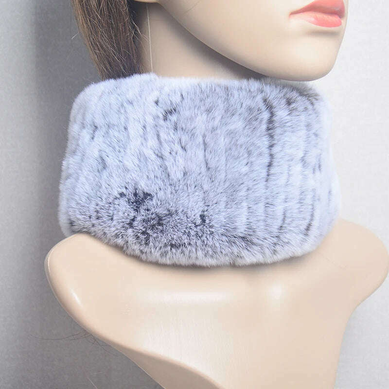 KIMLUD, 2023 Women's Winter Warm Real Rex Rabbit Fur Hat Snow Cap Hats for Women Girls Real Fur Knit Skullies Beanies Natural Fluffy Hat, Scarf frost coffee, KIMLUD Women's Clothes