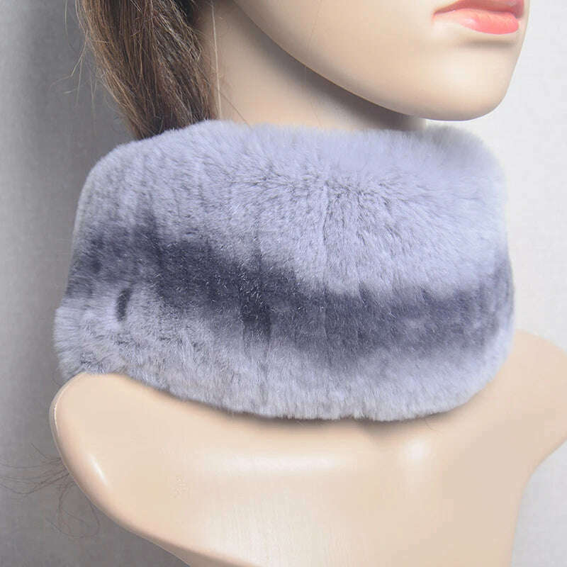 KIMLUD, 2023 Women's Winter Warm Real Rex Rabbit Fur Hat Snow Cap Hats for Women Girls Real Fur Knit Skullies Beanies Natural Fluffy Hat, Scarf 4, KIMLUD Womens Clothes