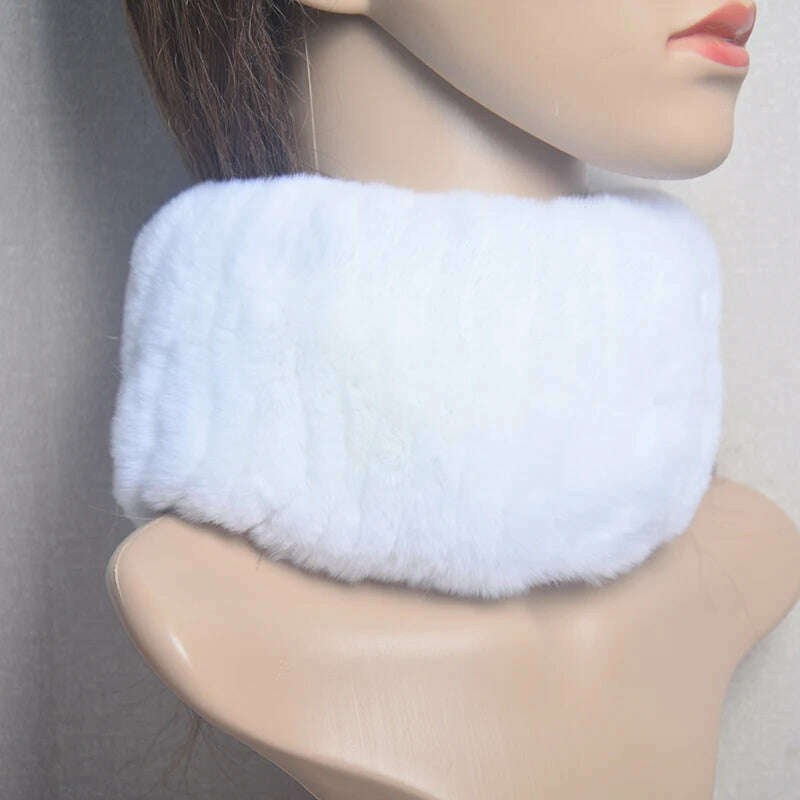 KIMLUD, 2023 Women's Winter Warm Real Rex Rabbit Fur Hat Snow Cap Hats for Women Girls Real Fur Knit Skullies Beanies Natural Fluffy Hat, Scarf white, KIMLUD Women's Clothes