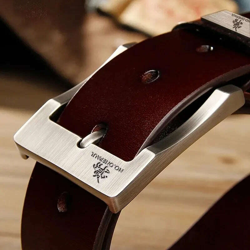 2023New Men's Cow Leather Belts Luxury Strap Male Belts For Fashion Classice Vintage Pin Buckle Men Belt High Quality - KIMLUD