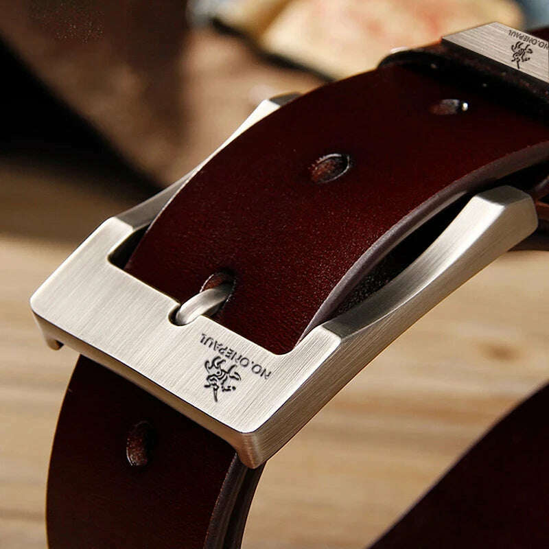 2023New Men's Cow Leather Belts Luxury Strap Male Belts For Fashion Classice Vintage Pin Buckle Men Belt High Quality - KIMLUD
