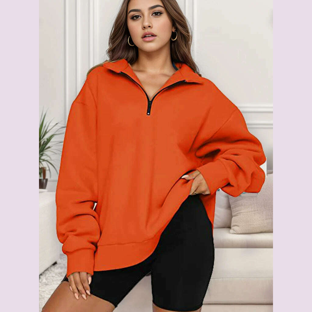2024 Autumn And Winter New Style Casual Jacket Half Zipper Cover Long Sleeve Sweater Woman - KIMLUD