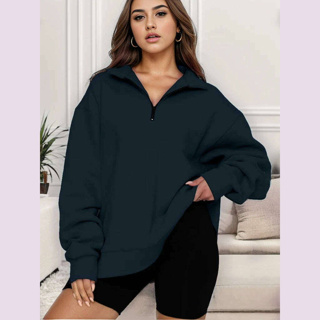 2024 Autumn And Winter New Style Casual Jacket Half Zipper Cover Long Sleeve Sweater Woman - KIMLUD