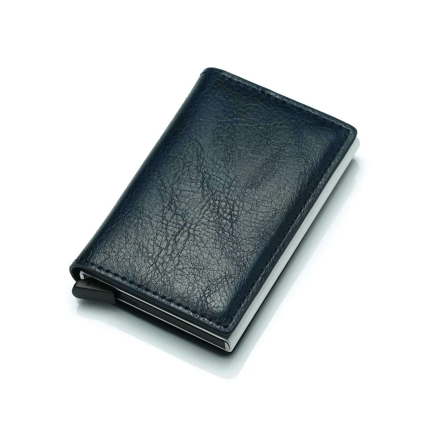 KIMLUD, 2024 Credit Card Holder Men Wallet RFID Aluminium Box Bank PU Leather Wallets with Money Clip Designer Cardholder, Blue, KIMLUD Womens Clothes