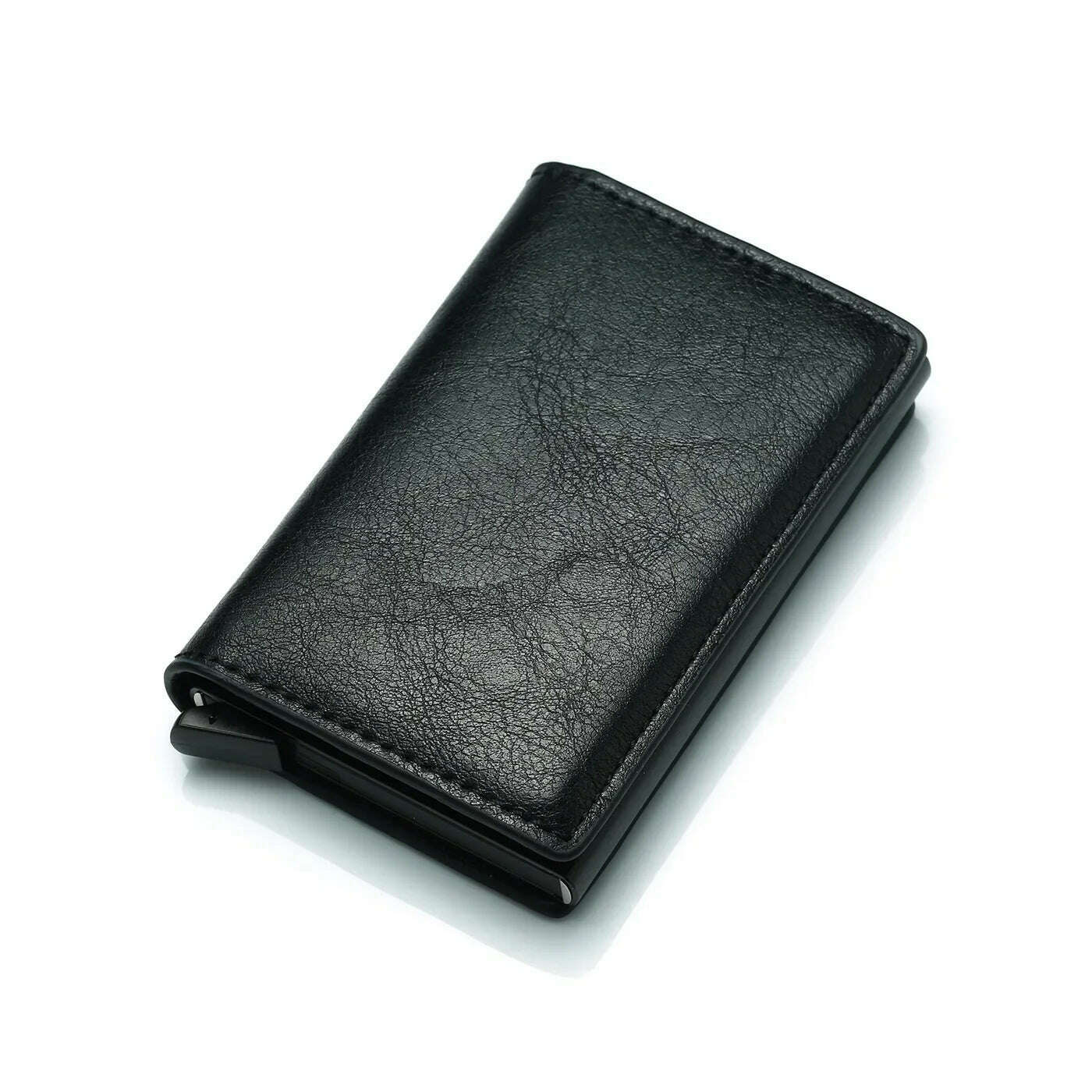 KIMLUD, 2024 Credit Card Holder Men Wallet RFID Aluminium Box Bank PU Leather Wallets with Money Clip Designer Cardholder, Black, KIMLUD Womens Clothes
