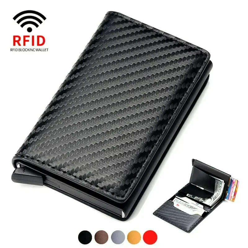 KIMLUD, 2024 Credit Card Holder Men Wallet RFID Aluminium Box Bank PU Leather Wallets with Money Clip Designer Cardholder, KIMLUD Womens Clothes