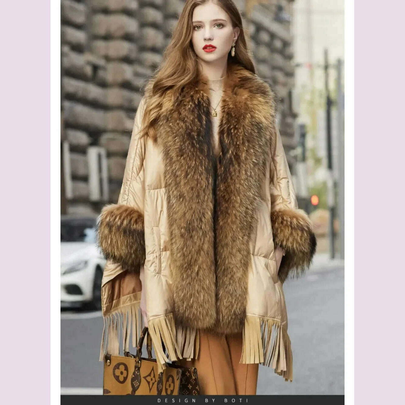 KIMLUD, 2024 European White Goose Down Down Coat Trend Fashion American Women Winter Jacket Real Raccoon Fur Streetwear Fashion Cloak, KIMLUD Womens Clothes