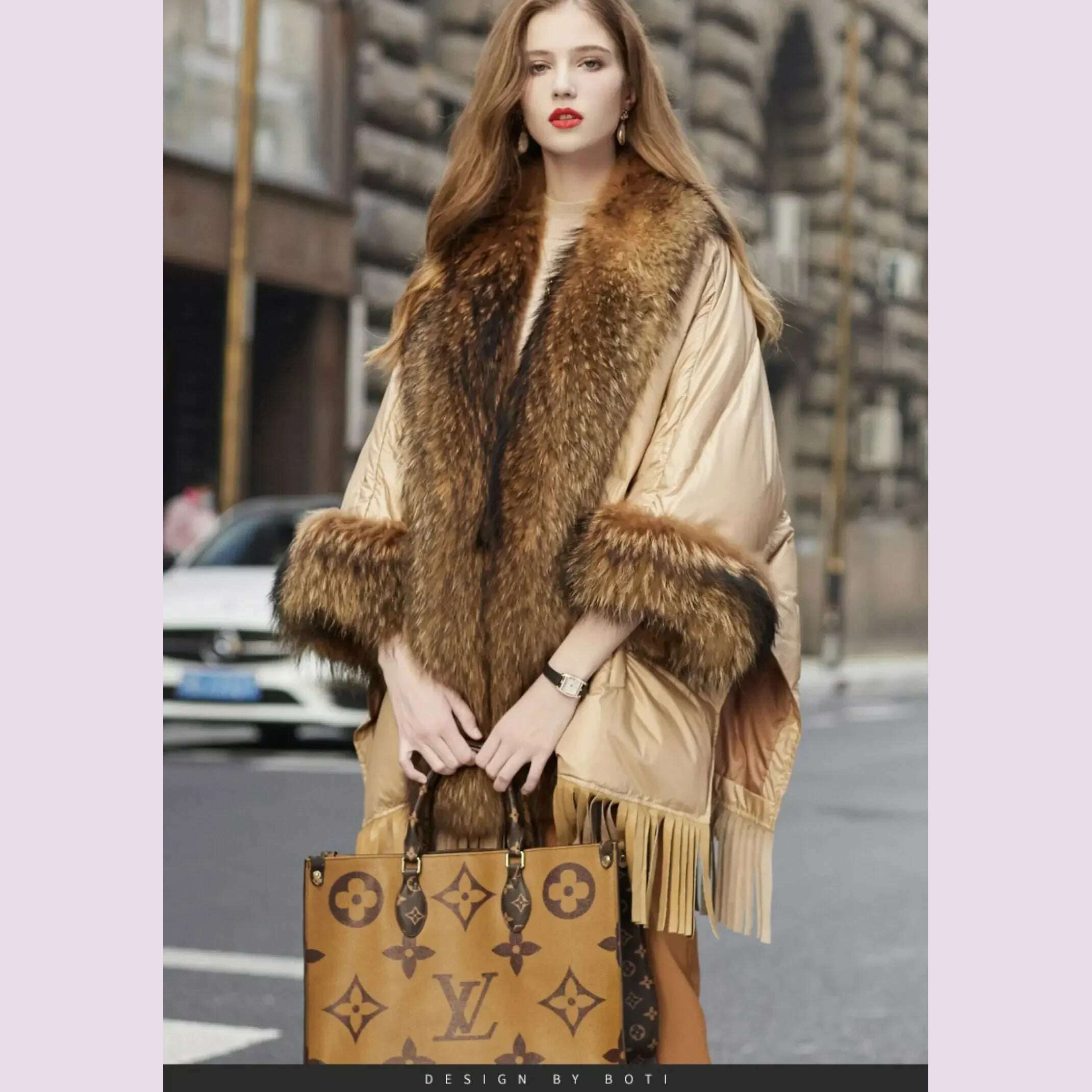 KIMLUD, 2024 European White Goose Down Down Coat Trend Fashion American Women Winter Jacket Real Raccoon Fur Streetwear Fashion Cloak, KIMLUD Womens Clothes