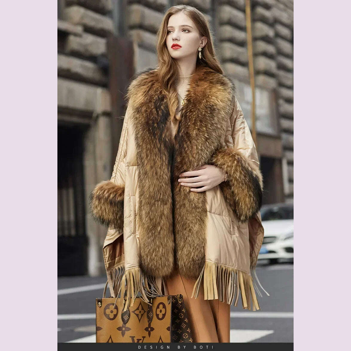 KIMLUD, 2024 European White Goose Down Down Coat Trend Fashion American Women Winter Jacket Real Raccoon Fur Streetwear Fashion Cloak, KIMLUD Womens Clothes