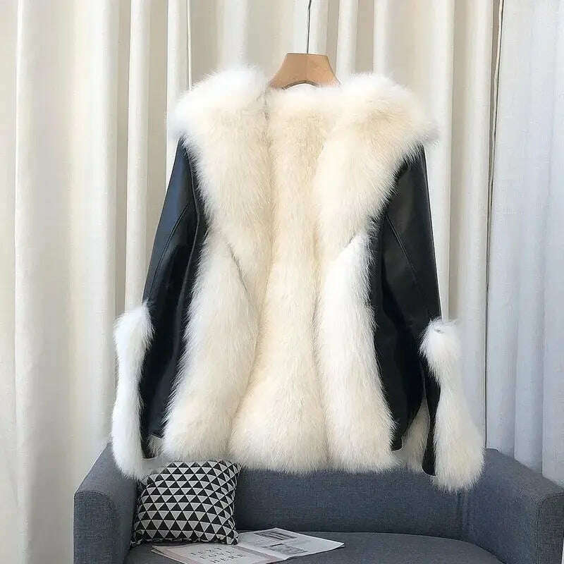 2024 High-End Womens Whole Hide Imitation Fox Fur Fur Coat Winter Short Fur One Warm Jacket Fashion Female Cold Parka Fur Coats - KIMLUD