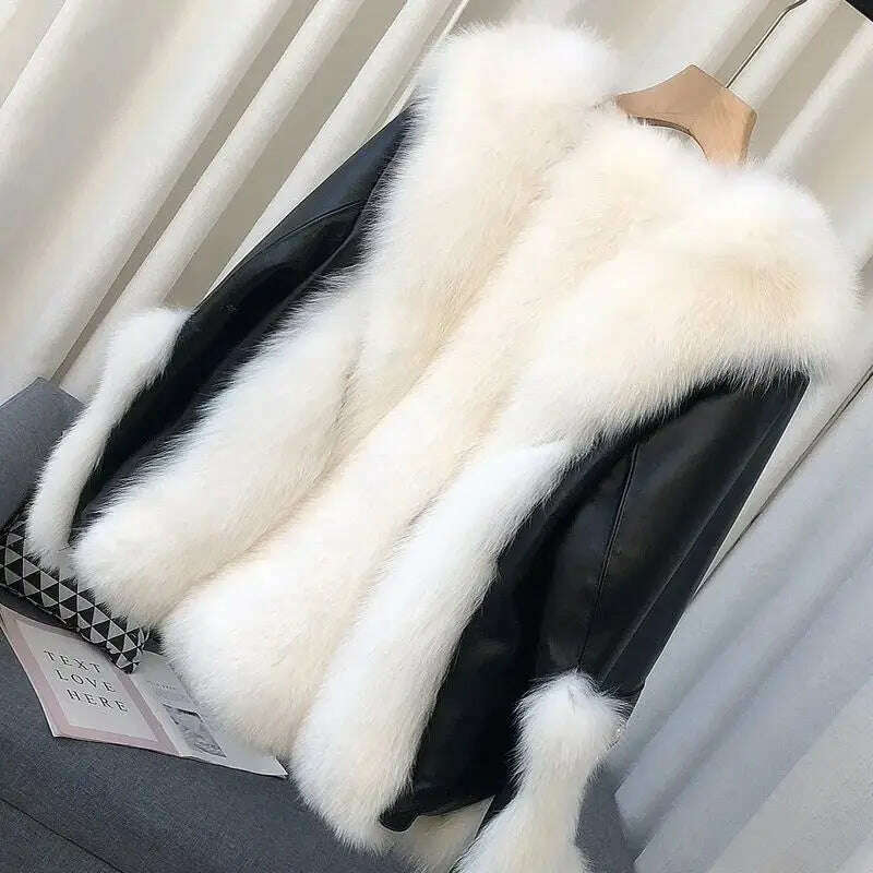 2024 High-End Womens Whole Hide Imitation Fox Fur Fur Coat Winter Short Fur One Warm Jacket Fashion Female Cold Parka Fur Coats - KIMLUD