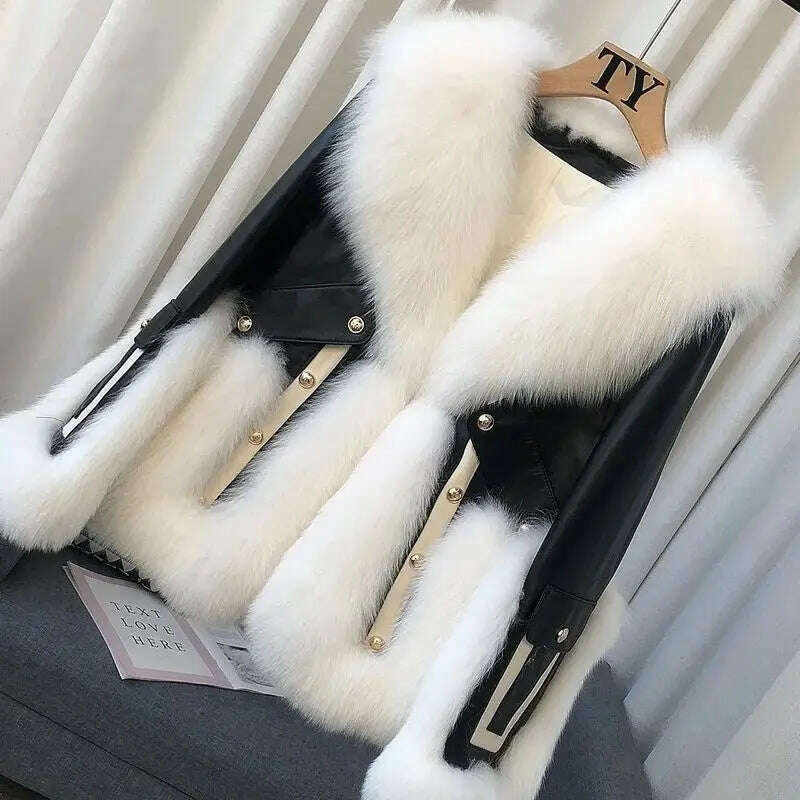2024 High-End Womens Whole Hide Imitation Fox Fur Fur Coat Winter Short Fur One Warm Jacket Fashion Female Cold Parka Fur Coats - KIMLUD