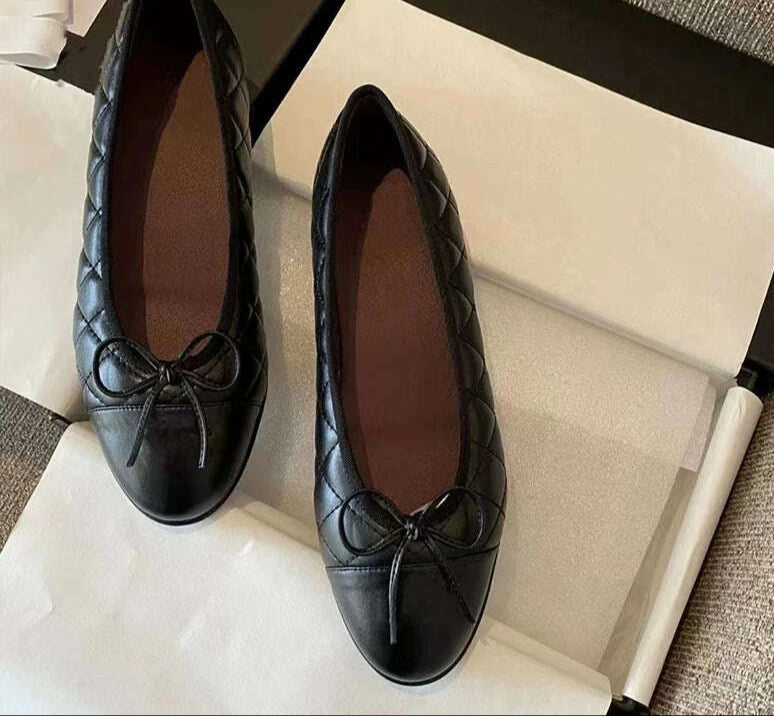 KIMLUD, 2024 Luxury Woman Flat  Sandal Dress Shoes High Heels Retro Closed Square Toe Mules Shoes Girls Wedding Shoe Casual Flat Shoes, Black 2 bow / 41, KIMLUD APPAREL - Womens Clothes