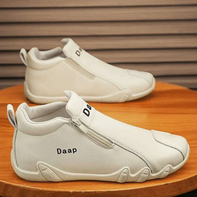 KIMLUD, 2024 New Casual Shoes for Men Luxury Round Toe Men Ankle Boots Light Slip on Walking Shoes Outdoor Comfor Men High Top Sneakers, Beige / 44, KIMLUD APPAREL - Womens Clothes
