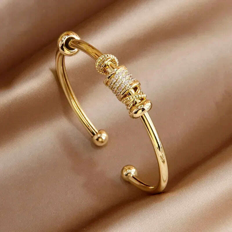 KIMLUD, 2024 New Design Full Crystal Letter V Open Bangles for Women Fashion Brand Jewelry Delicate Zirconia Bracelets Party Gifts, Y0701 gold, KIMLUD Womens Clothes