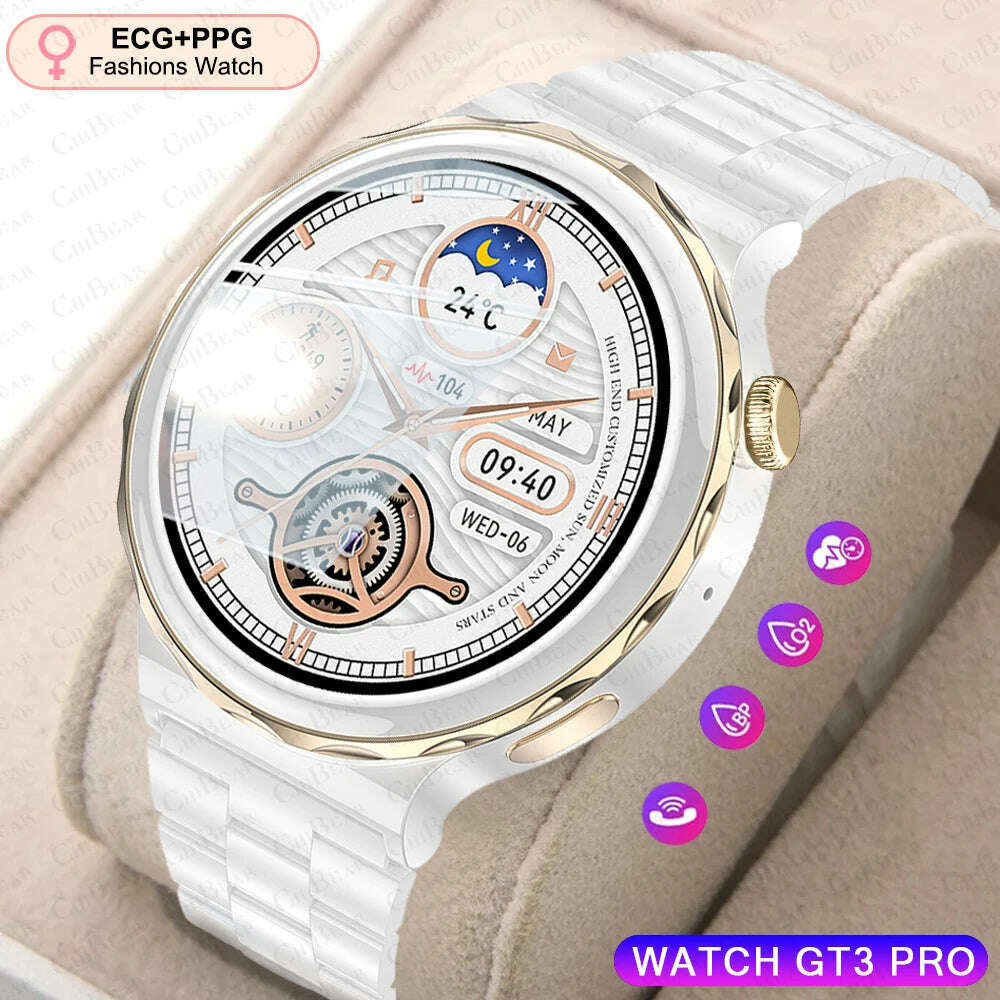 KIMLUD, 2024 New Fashion Women Smart Watch Heart Rate GPS Sport Fitness Watch Waterproof Voice Call AMOLED Smart Watch For Android IOS, KIMLUD Womens Clothes