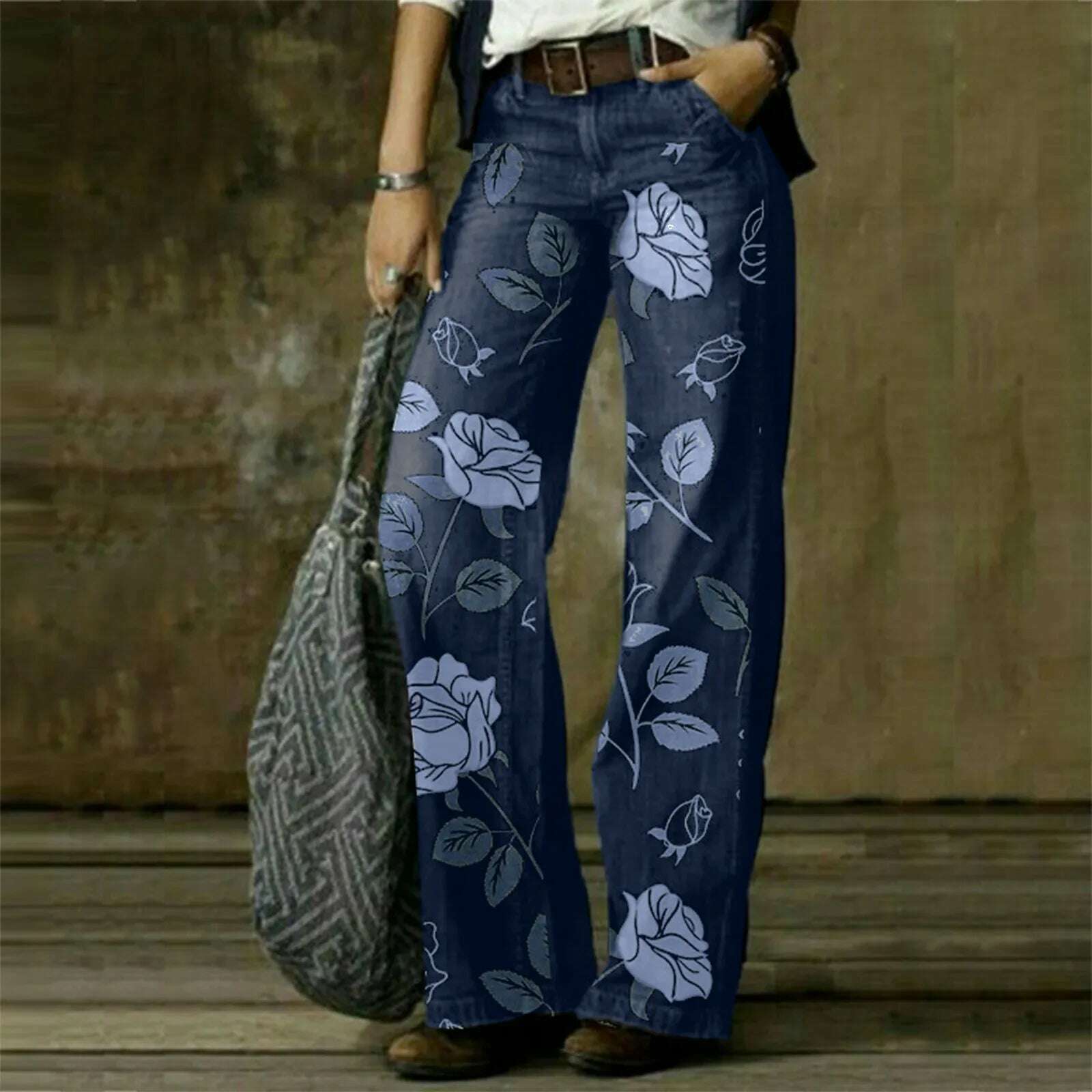 KIMLUD, 2024 New In High Waist Denim Pants Women Casual Loose Wide Leg Jeans Y2K Streetwear Harajuku Printed Boyfriend Jeans For Womens, KIMLUD Womens Clothes