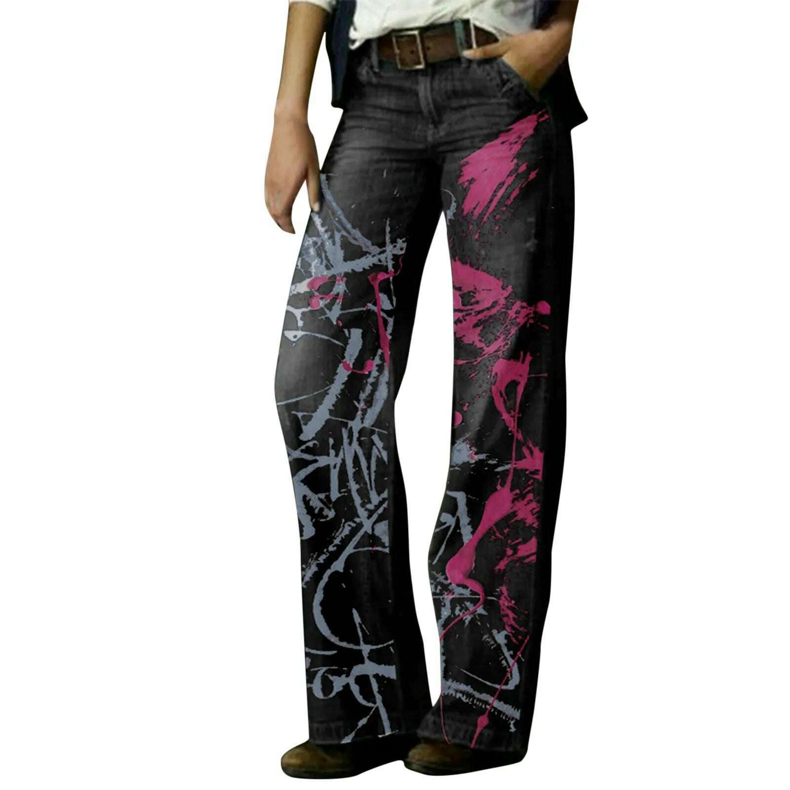 KIMLUD, 2024 New In High Waist Denim Pants Women Casual Loose Wide Leg Jeans Y2K Streetwear Harajuku Printed Boyfriend Jeans For Womens, KIMLUD Womens Clothes