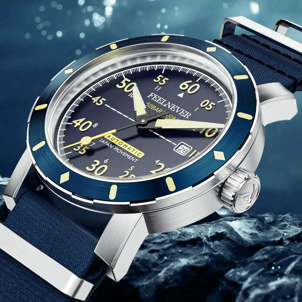 KIMLUD, 2024 New Men Watch Automatic Mechanical Wristwatch Sapphire Diver Watch 500M Waterproof Diving Sports Watches Men Reloj Hombre, KIMLUD Womens Clothes