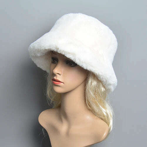 KIMLUD, 2024 New Style Fake Rabbit Fur Hats Super Soft Women Winter Hat Cotton Lining Warm Russian Fashion Ski Beanies Plush Solid Color, beige / One Size, KIMLUD Womens Clothes
