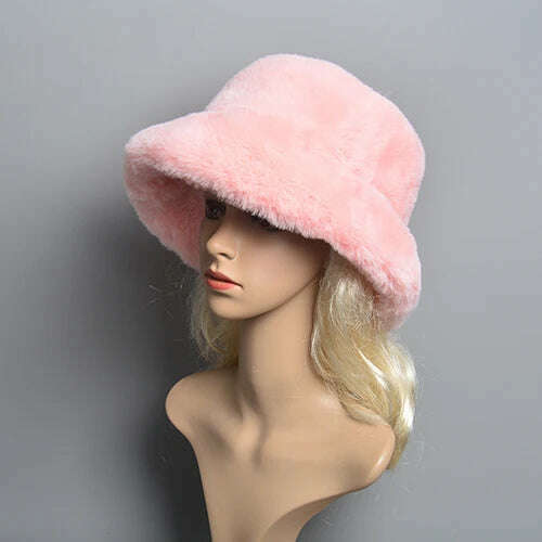 2024 New Style Fake Rabbit Fur Hats Super Soft Women Winter Hat Cotton Lining Warm Russian Fashion Ski Beanies Plush Solid Color - KIMLUD