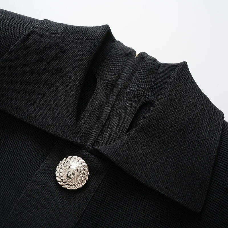 2024 new summer women's lapel beaded button short-sleeved jumpsuit y2k high quality fashion retro A-line knitted bandage skirt - KIMLUD