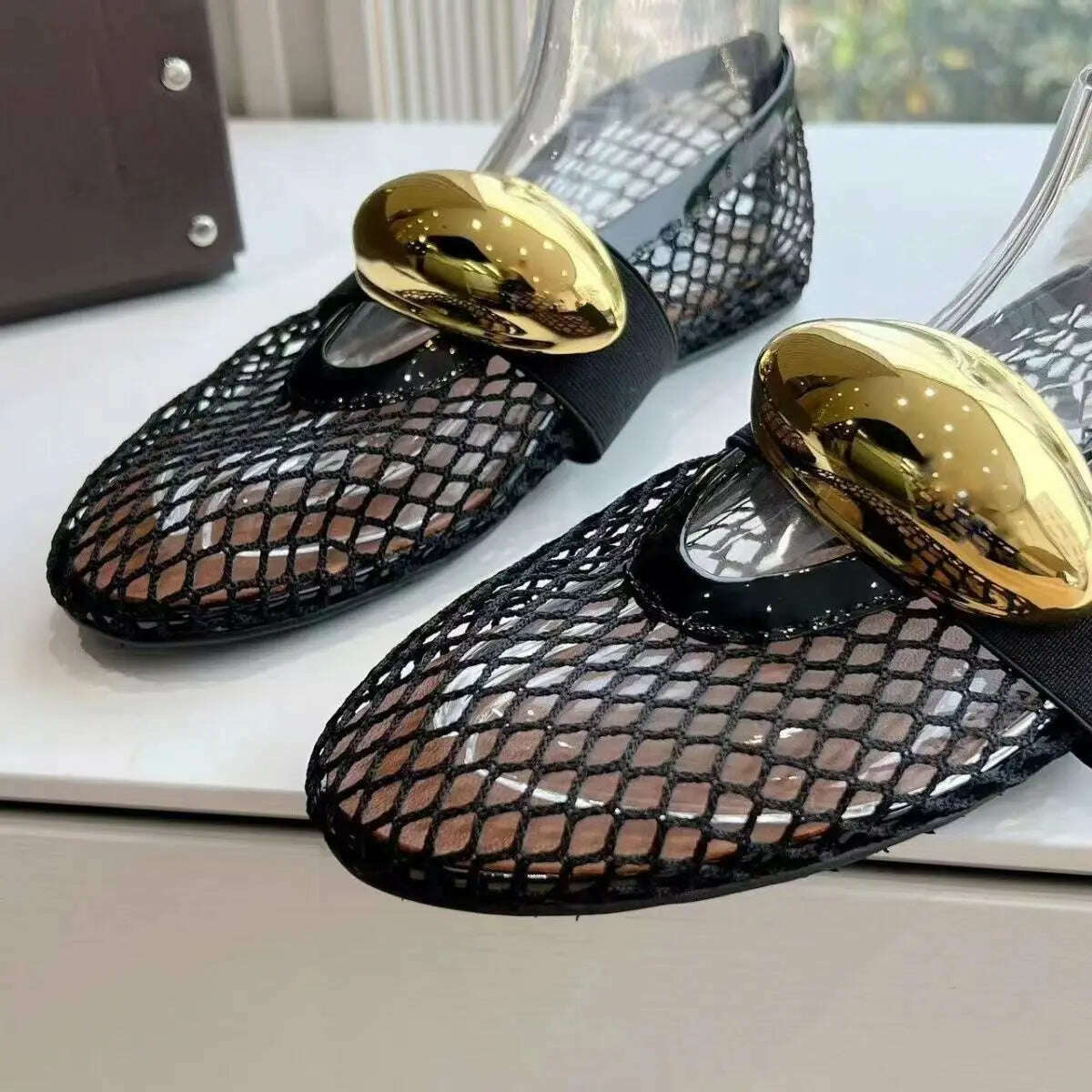 KIMLUD, 2024 New Women Ballet Flats Hollow Out Mesh Walking Loafers Ladies Mary Janes Round Toe Dance Shoes Espadrilles Summer Sandals, KIMLUD Womens Clothes