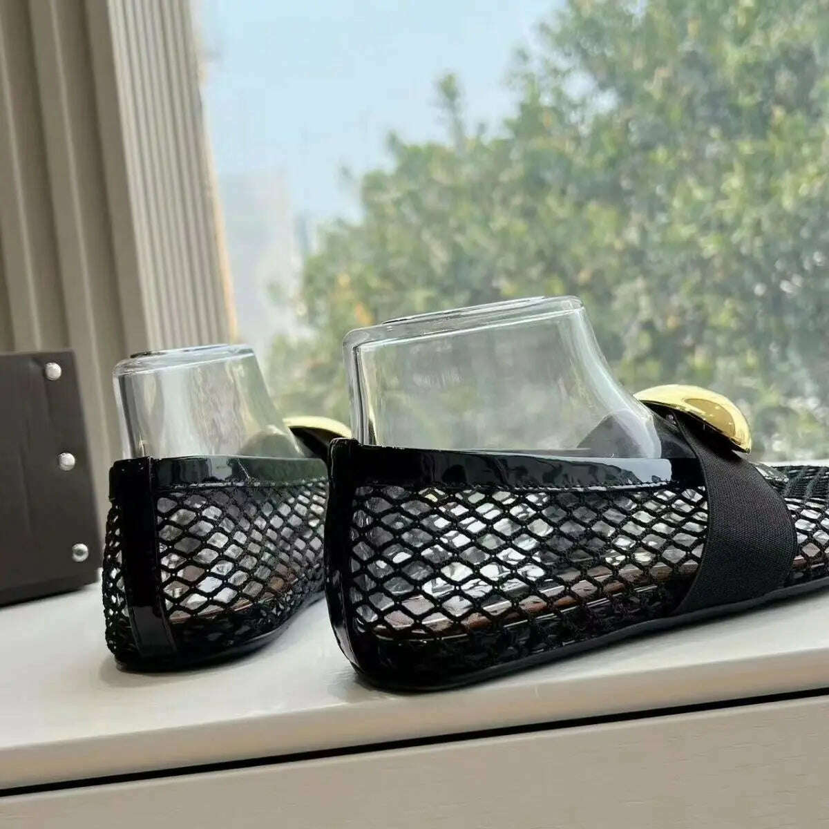 KIMLUD, 2024 New Women Ballet Flats Hollow Out Mesh Walking Loafers Ladies Mary Janes Round Toe Dance Shoes Espadrilles Summer Sandals, KIMLUD Womens Clothes