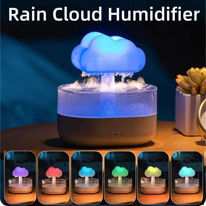 KIMLUD, 2024 Rain Cloud Night Light Humidifier With Raining Water Drop Sound And 7 Color Led Light Essential Oil Diffuser Aromatherapy, KIMLUD Womens Clothes
