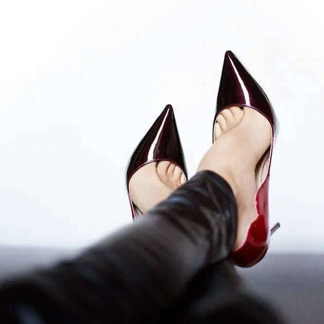 KIMLUD, 2024 Spring/Summer 12cm Ultra High Heels, Women's Slender Heels, Elegant Charm, Sharp Head, Sexy Large Red Sole Single Shoes, KIMLUD Women's Clothes